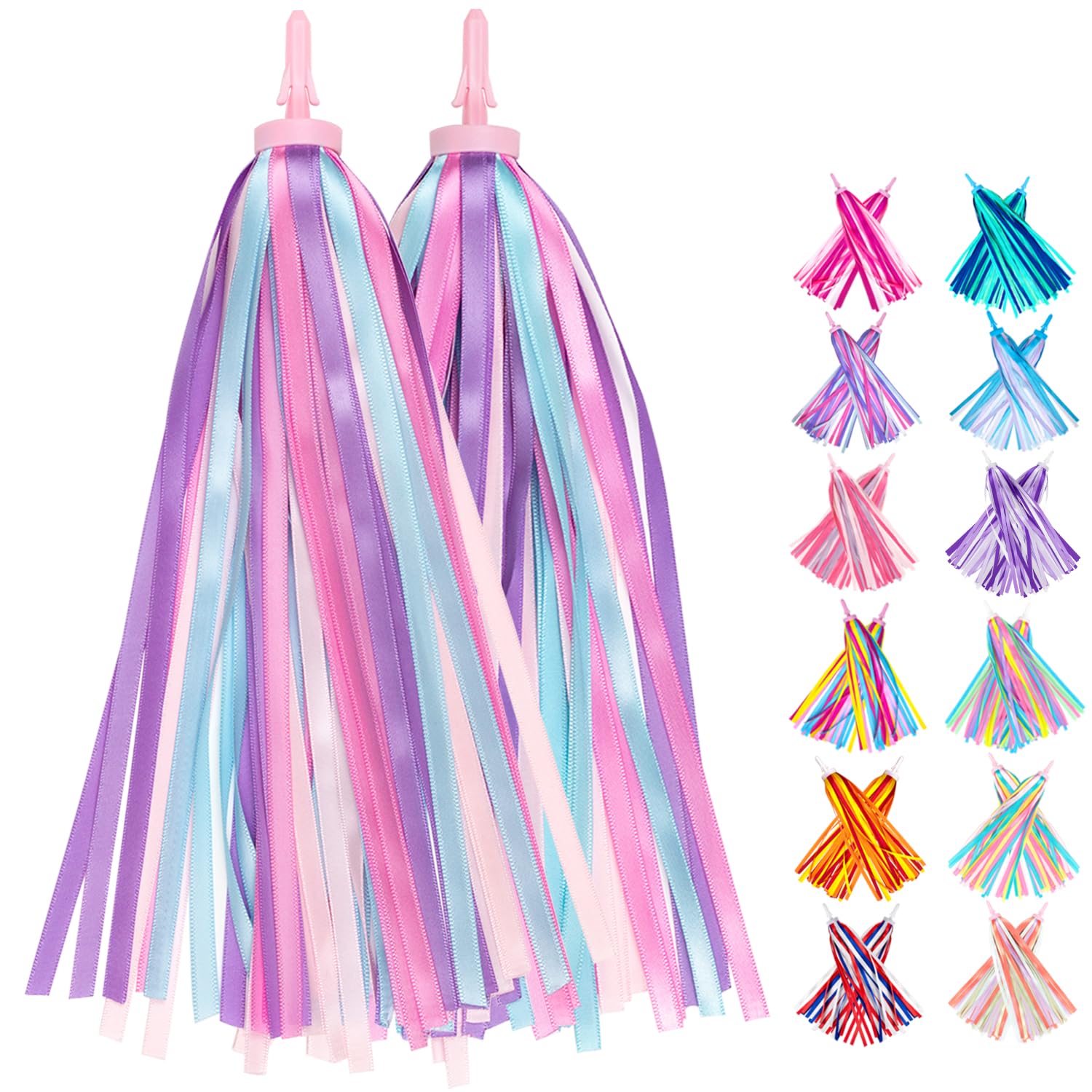 Photo 1 of Mlurcu Bike Streamers Bike Tassels for Girls, Scooter Bicycle Tricycle Handlebar Streamers, Colorful Ribbons Streamers Bike Grips Decorations Bike Accessories for Kids Girls Boys (Dreamy Pastel)
