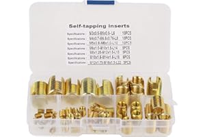 Fayelume 50PCS Self Threaded Inserts, Thread Repair Kit, Repair Tool, Tapping Thread Slotted for Metal Plastic Wood