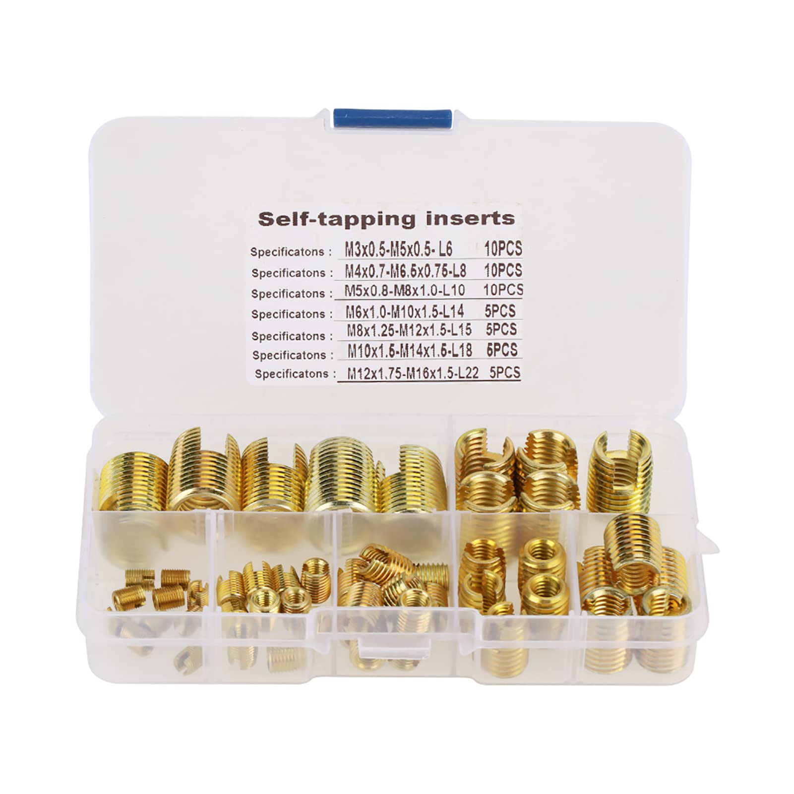 Brass Self Tapping Thread Inserts M3 M4 M5 M6 M8 M10 M12 Slotted Design 50pcs for Metal Plastic Materials Industrial Grade Threaded Inserts Fasteners