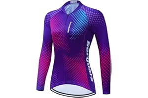 Serijoars Women's Long Sleeve Cycling Jersey MTB Shirts Quick Dry Bike Tops with Reflective Strip