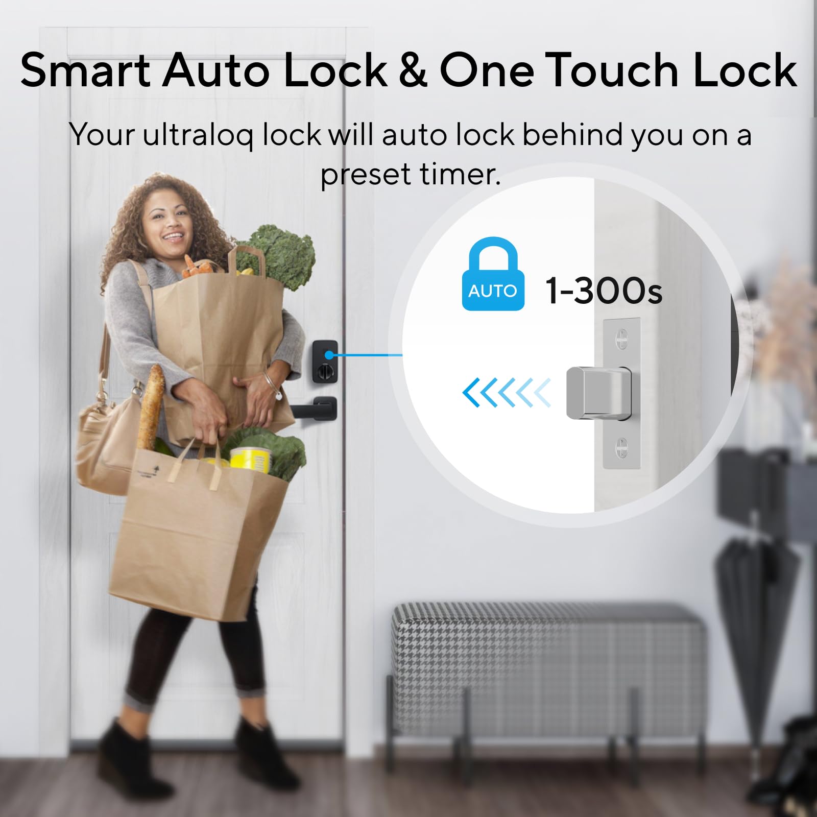 ULTRALOQ U-Bolt Pro Smart Lock, Keyless Entry Door Lock via Bluetooth, Smartphone, Fingerprint ID, Anti-peep Keypad, Auto Unlock, Smart Lock for Front Door, Smart Deadbolt Lock, IP65 Waterproof - View 5