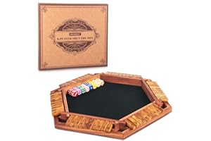 AMEROUS Upgraded 1-6 Players Shut The Box Dice Game, Wooden Board Table Math Game with 16 Dice for Kids Adults, Family Classroom Home Party or Pub