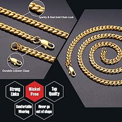 Mens Necklace Chain 6MM 28inch 18K Gold Filled