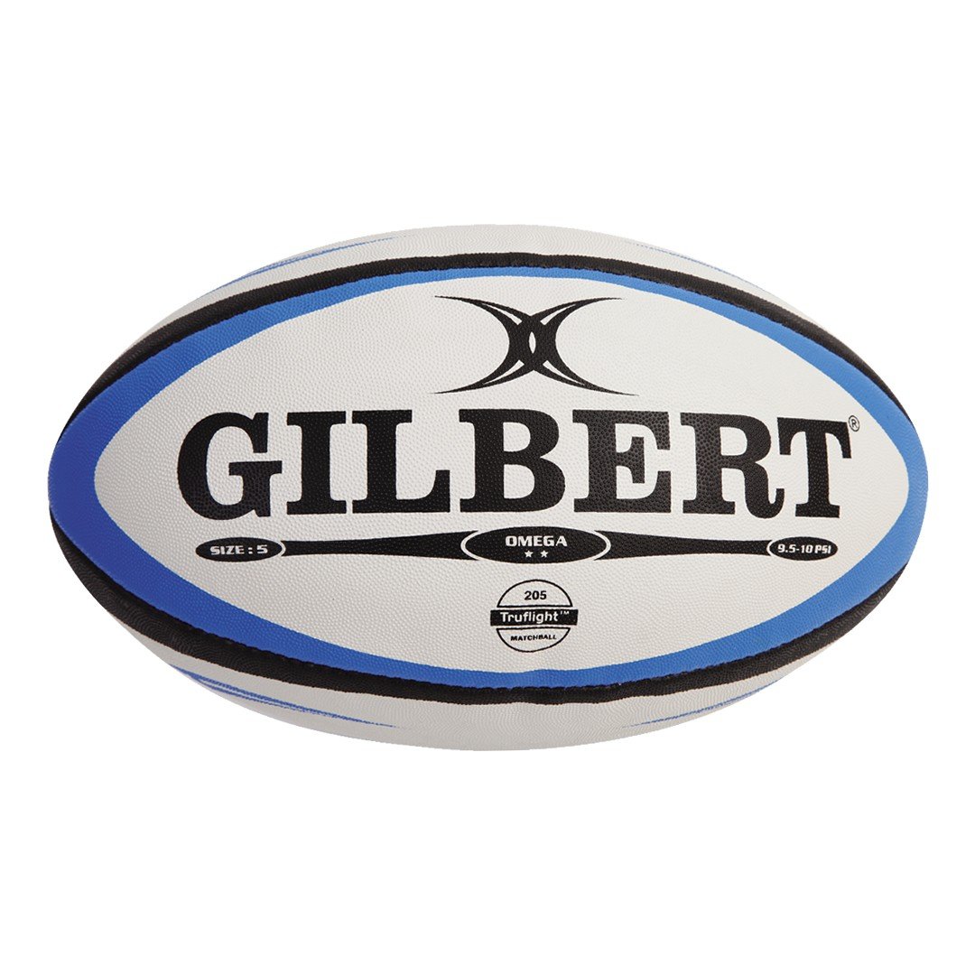 GILBERT Omega Rugby Match Ball, Blue/Black, 5