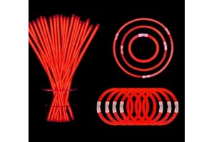 YOFOBU Red Glow Sticks Bulk Light Up Bracelet Glow Necklaces with Connectors 50ct 8" Glowsticks Neon Party Supplies for Chris