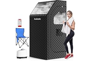 bsdonte Portable Sauna Box for Home, Personal Steam Sauna Tent with 1000W 2.6L Steamer, Timer, Remote Control, Folding Chair, 9 Levels Heating, Indoor Steam Room Full Body, Size 2.6’ x 2.6’ x 5.9’