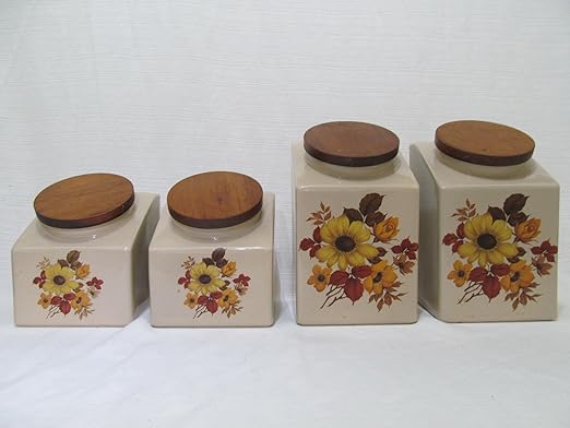 Amazon Com Vintage Hyalyn Pottery Usa 4pc Floral Pattern Ceramic
