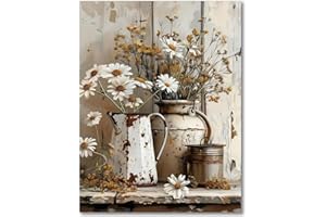 Retro Daisy Stamped Cross Stitch Kits for Adults - Flower Embroidery Kits for Beginners Adults,11 CT Patterns Dimensions Coun