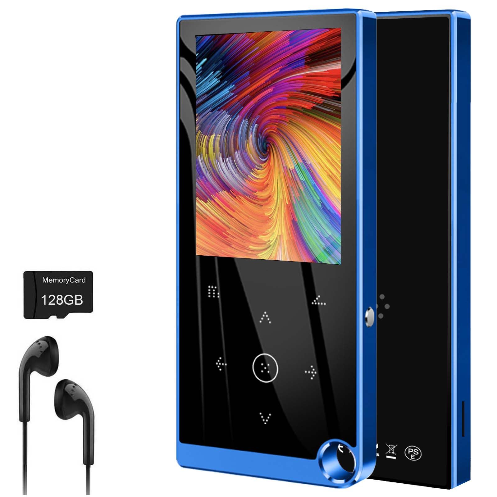 Photo 1 of 136GB MP3 Player with Bluetooth 5.2, Mini Blue Music Player with 2.4" Large Screen Built-in Speaker, FM Radio, Voice Recorder, HiFi Sound, E-Book Function, Earphones Included