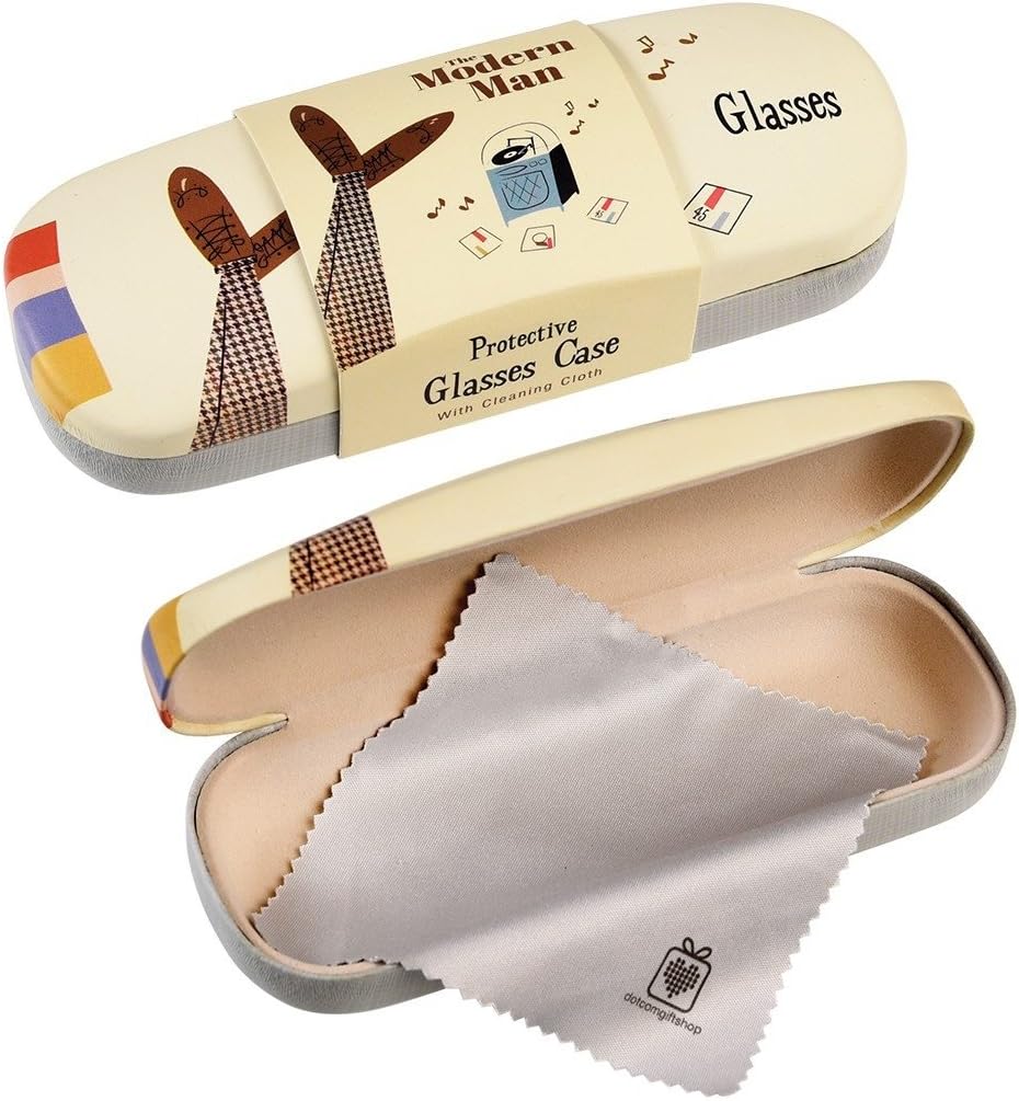 Hardshell Glasses Case & Cleaning Cloth - Choice of Design (Modern Man)