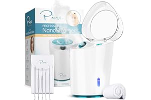 PURE DAILY CARE NanoSteamer PRO Professional 4-in-1 Nano Ionic Facial Steamer for Spas - 30 Min Steam Time - Humidifier - Unclogs Pores - Blackheads - Spa Quality - 5 Piece Stainless Steel Skin Kit Included