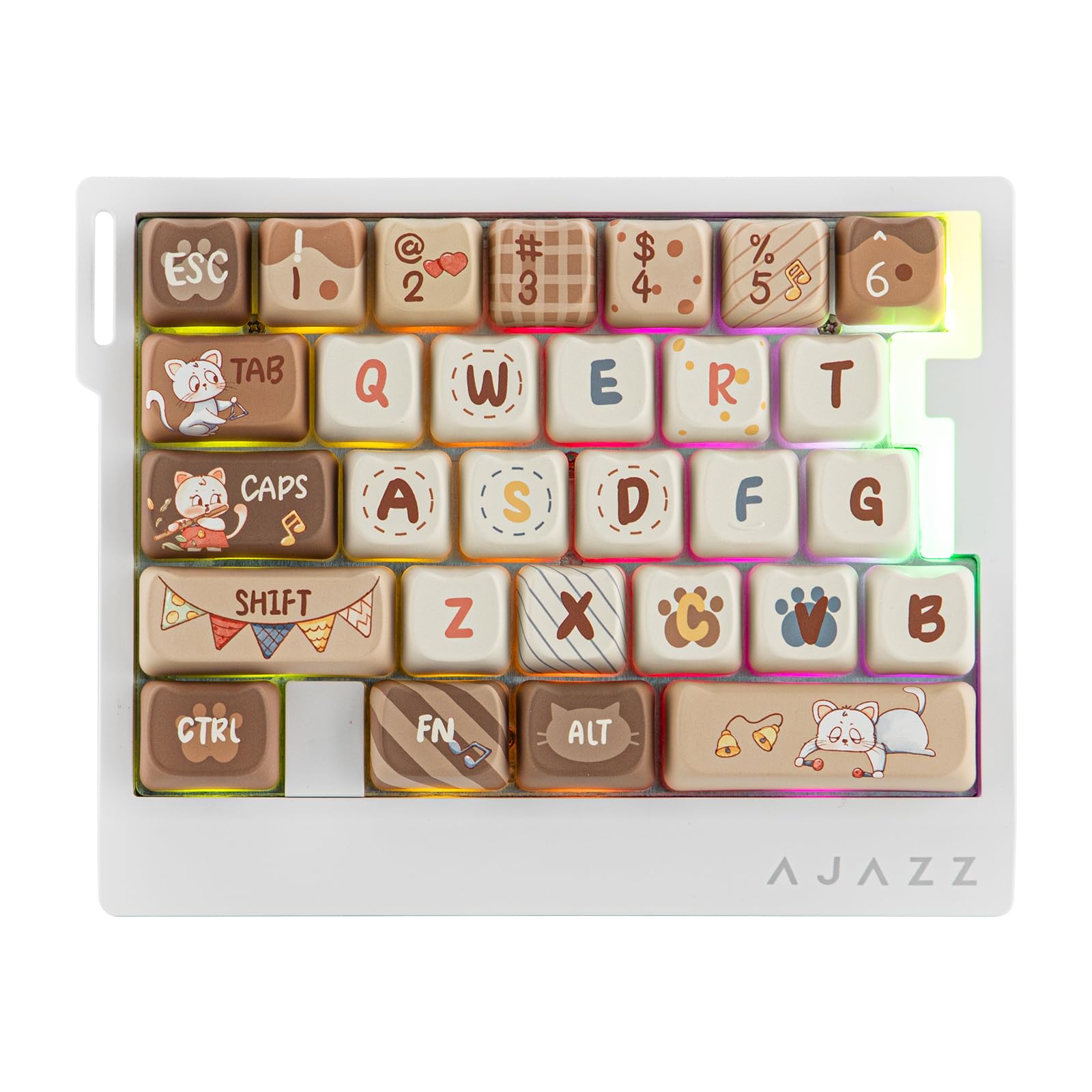 MechLands AJAZZ AK029 One Handed Gaming Keyboard, 8Khz Polling, 29 Keys Rapid Fast Wired Keyboard, SOCD & DKS, Magnetic Switch, Adjustable Actuation, RGB Backlits, Aluminum Plate (White Brown)