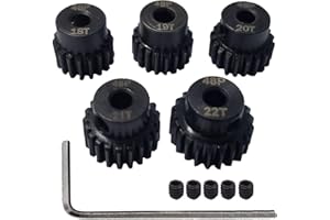 AMOGOT Metal Steel 48P Pinion Gear 18T 19T 20T 21T 22T 3.175mm Shaft Motor Gears Set with Hex Key for 1/10 RC Brushless Brush Motor RC Upgrade Part
