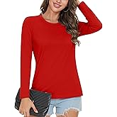 MAGCOMSEN Women's Cotton Long-Sleeve Crew-Neck T-Shirt Classic-Fit Shirt Soft Breathable Casual Tee Basic Tops