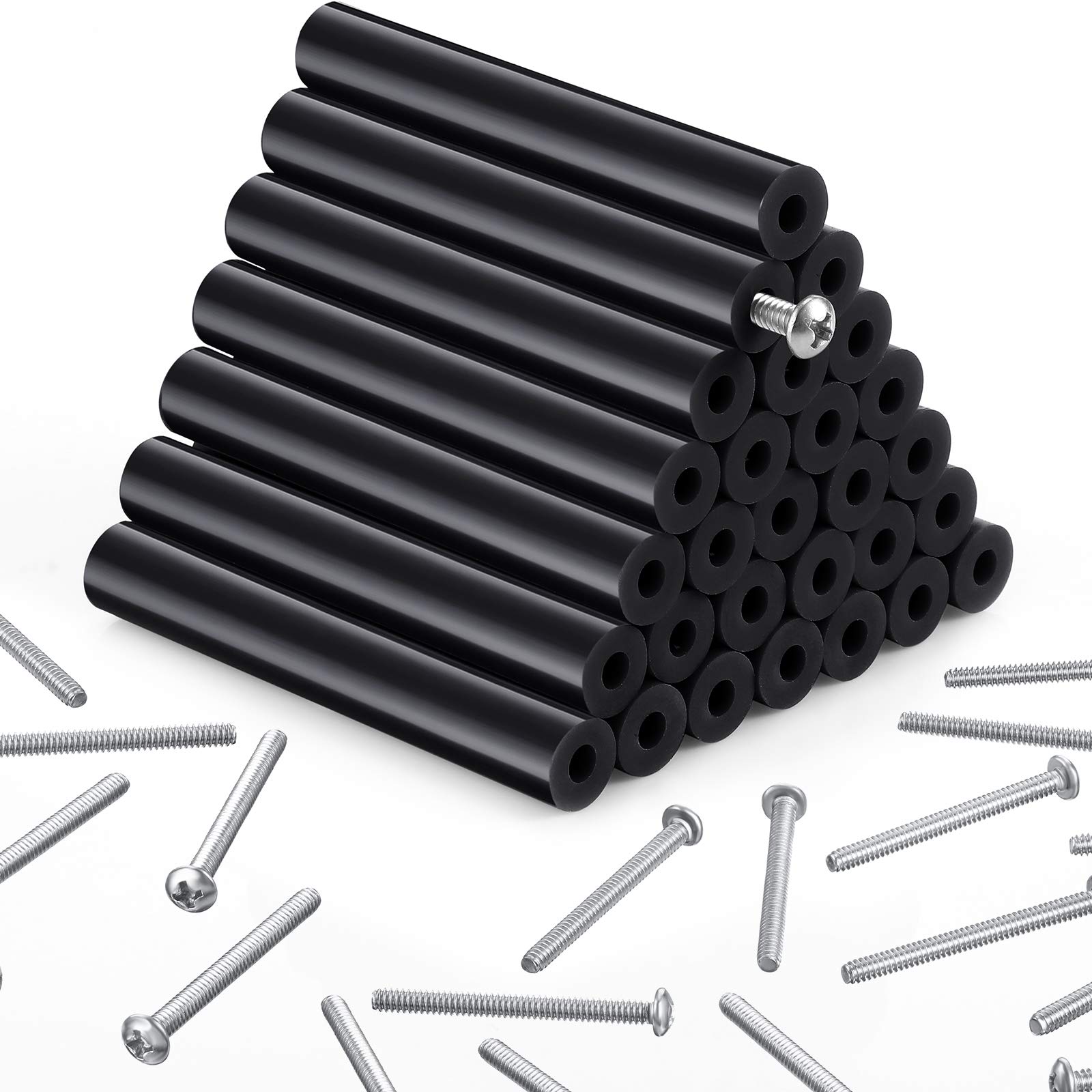 Photo 1 of 64 Pieces Electrical Outlet Spacers Electrical Outlet Box Extender Kit Includes 16 Pcs 3 Inch Switch and 48 Pcs 1-1/2 Inch 6-32 Thread Flat Head Device Mounting Long Screws (Black)