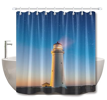 Amazon Com Lb Seaside Lighthouse At Dusk Stall Shower Curtain Set