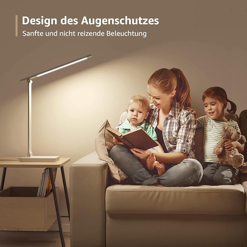 Schreibtischlampe LED, Dimmbar, 800LM 3 Farben & 5 Helligkeitsstufen