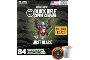 Black Rifle Coffee Company Just Black, 84 Count, Medium Roast K Cups - Single Serve K Cups Coffee Pods - Kcup Pods Compatible with Keurig 1.0 & 2.0 - Made from Arabica Beans