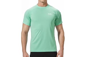Pausel Men's Rash Guard Swim Shirts Short Sleeve UV Sun Protection Quick Dry UPF 50+ SPF Fishing Beach Water Shirt