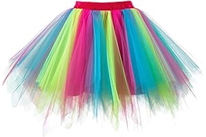 MIZHOME Womens Soild Color Tutu Skirt Layered Tulle Skirt Adult Halloween Costumes