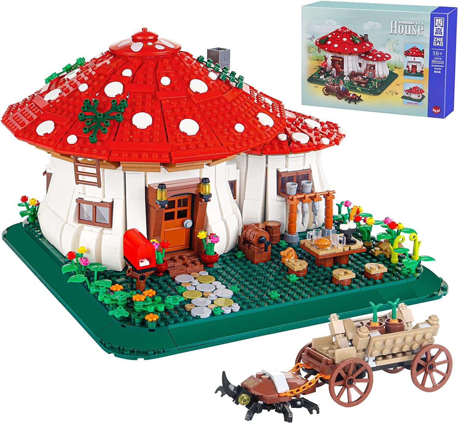 2233PCS Mushroom House Building Blocks, Creative Ideals Treehouse Building Blocks, Micro Mini Construction Toys