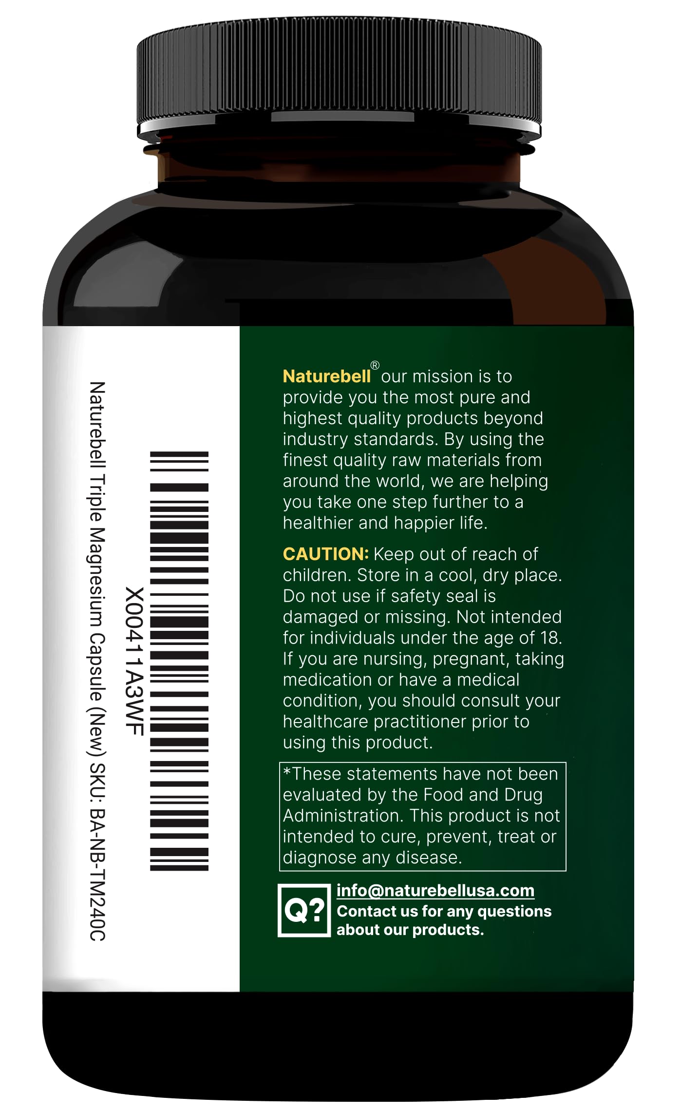 Magnesium Complex 1,000mg, 240 Capsules | Triple Magnesium Complex with Glycinate, Citrate, Malate | Chelated & Purified | Bone, Heart & Muscle Support | Non-GMO