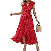 BTFBM Boho Dresses for Women 2026 Spring Fashion Cap Sleeve Swiss Dot Flowy Ruffle Beach Wedding Cocktail Maxi Dress