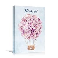 SIGNWIN Canvas Wall Art Nursery Amazing Bouquet of Red, Pink and Purple Flowers Hot Air Balloon Sky Watercolor Impressionism Romantics Fun for Living Room, Bedroom, Office - 12x18 inches