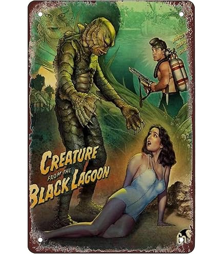 Amazon.com: Pioujw-Retro metal tin sign Creature from The Black