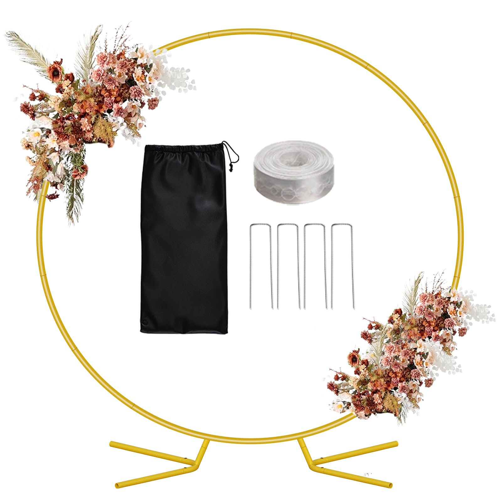 Photo 1 of *************Missing hardware**************
WellSign 6.6FT Balloon Arch Stand Kit, Metal Round Backdrop Stand for Parties, Gold Circle Wedding Arches Frame with Base for Ceremony Birthday Party Baby Shower Gender Reveal Decoration