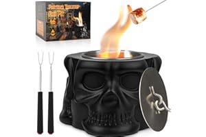 CAMPLIVINGFIRE Tabletop Fire Pit, Round Concrete Smokeless Smores Fire Pit Table Top as Smores Maker Kit for Indoor & Patio Decor, Gifts for Women Mom Her Wedding Housewarming Christmas Birthday White Elephant Gifts