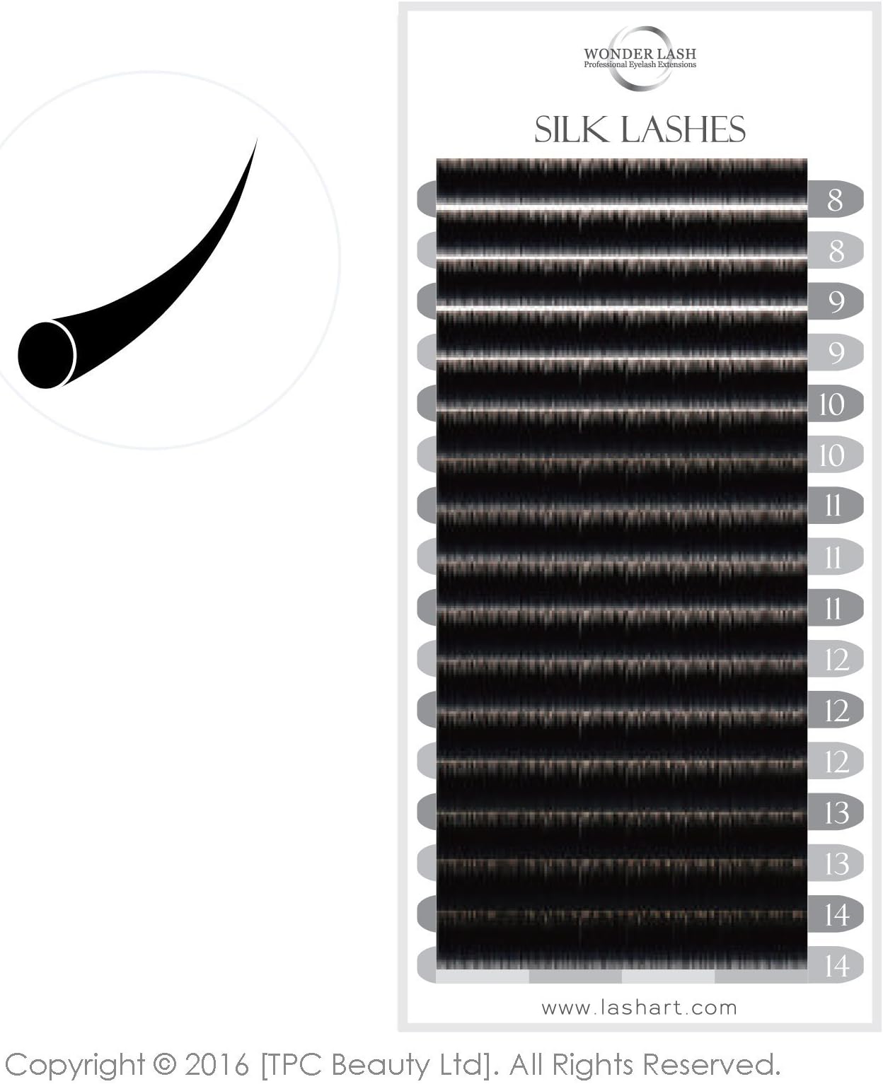 Classic Eyelash Extensions Silk Individual Semi Permanent Lashes C Curl Mixed Length (0.20 MIX)