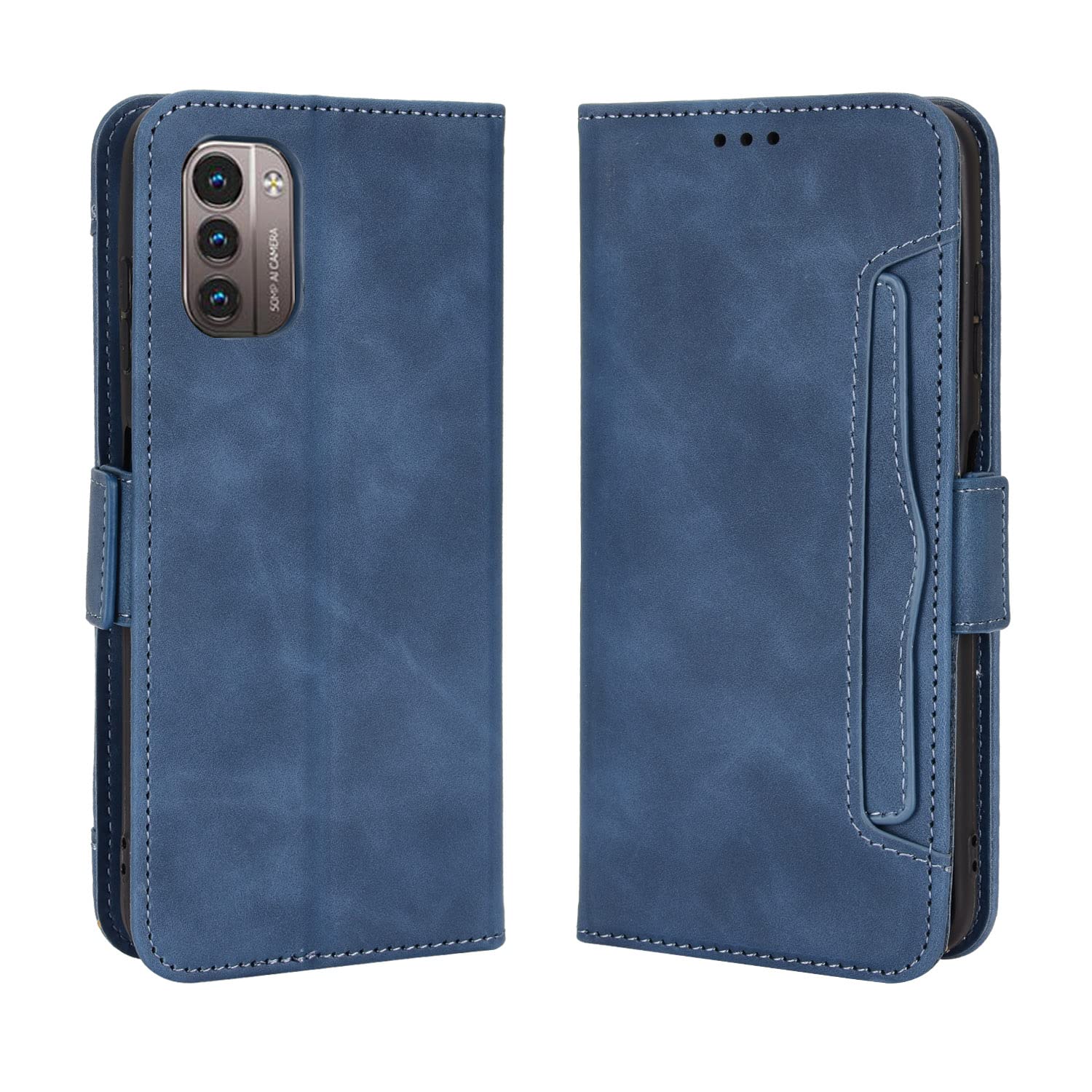 Nokia G21 Phone Case, Nokia G11 Cover, Premium Leather Folio Flip Wallet Cover with Credit Card Pocket ID Slots Magnetic Closure Stand Shockproof Protective Skin Case for Nokia G21 / G11 - Blue
