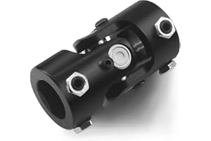 BUYMACHINERYPARTS 1" DD x 1" DD Black Steering Universal Joint Single U Joint Shaft, Total Length: 83mm (3-1/4")