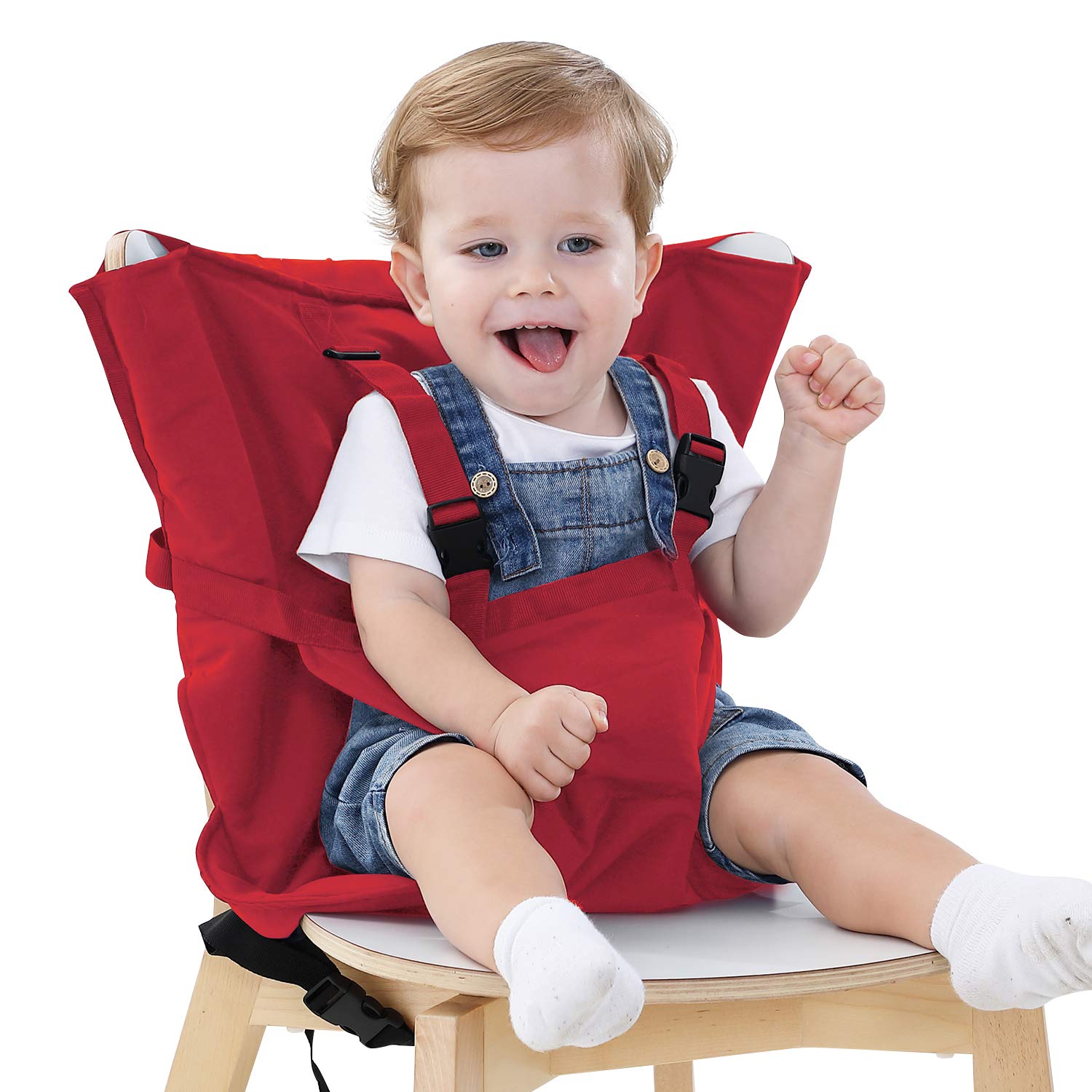 Vine Easy Seat Portable Travel High Chair | Adjustable, Safety, Washable | Toddler High Chair Seat Cover | Convenient Cloth Travel High Chair Fits in Your Handbag (Red)