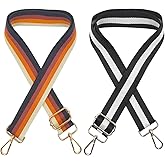 2 Pack Adjustable Crossbody Purse Strap - 29.5-55 Inch Wide 1.49" Replacement Shoulder Straps with 360° Swivel Buckles for Handbags, Totes & Messenger Bags (Fashion Stripe Design)