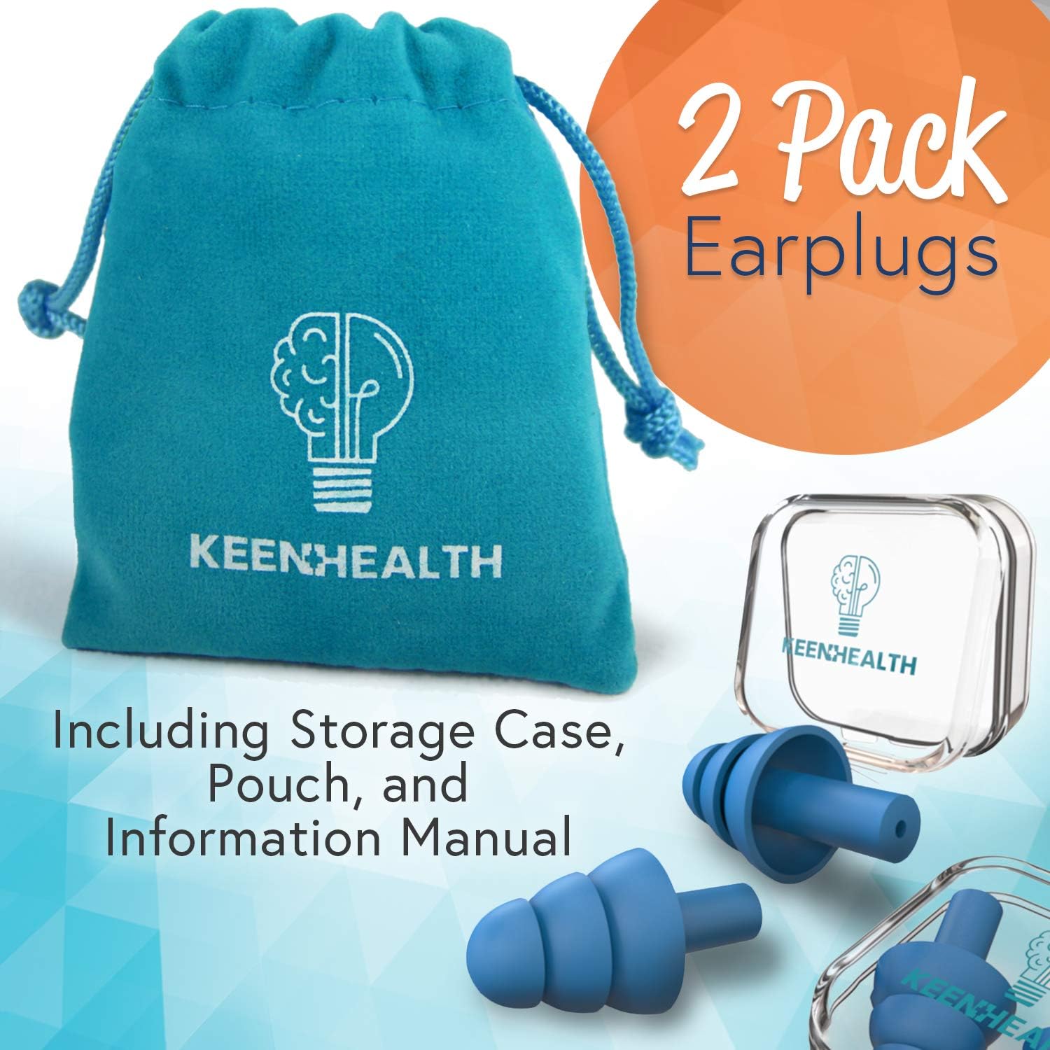 Keenhealth Reusable Silicone Ear Plugs (4 Units) - Noise and Sound Reducing - 29dB Highest NRR - Comfortable Fit - Earplugs for Sleeping, Concerts, Festivals, Construction Sites - BPA Free: Health & Personal Care