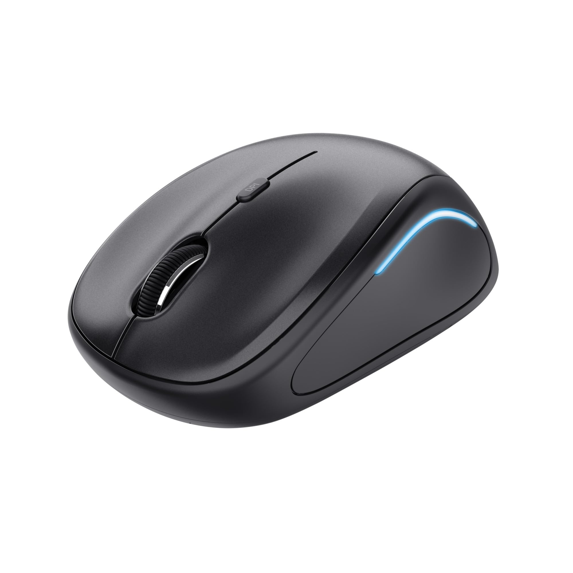 Trust Yvi FX Wireless Mouse with LED Illumination, USB Micro Receiver, RF 2.4 GHz, 800/1600 DPI, Ambidextrous, 8 m Range, Computer Mouse for PC, Laptop and Mac - Black [Amazon Exclusive]