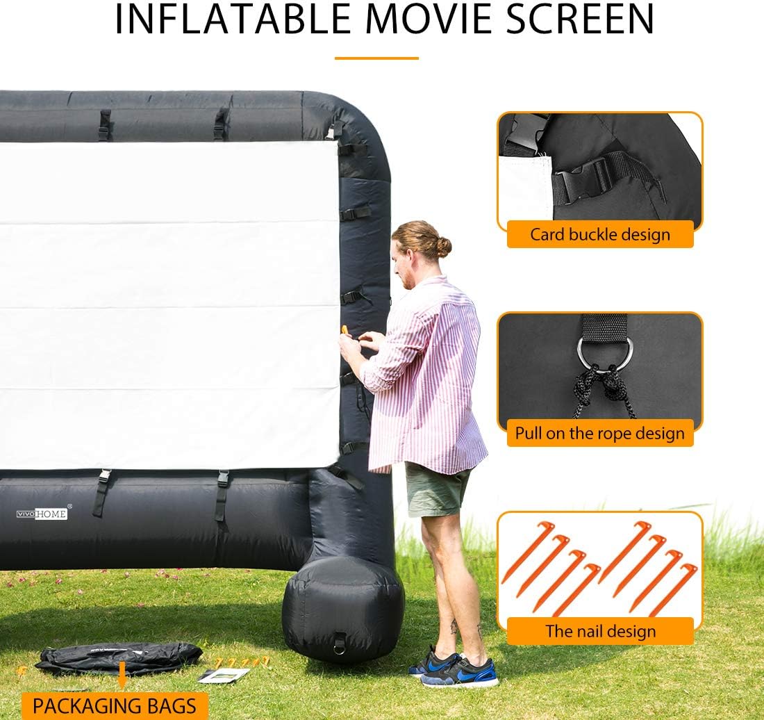 VIVOHOME 14 Feet Indoor and Outdoor Inflatable Blow up Mega Movie Projector Screen with Carry Bag for Front Projection: Office Products