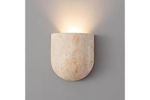 ZHUXMF Half Round Travertine Wall Sconce, Natural Stone Wall Lamp, G9 Warm Light Wabi Sabi Sconce, Interior Wall Lights for E