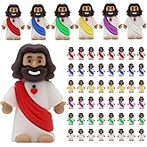 Owurha 50 Pcs Brown Jesus Figures Mini Jesus Figurines in Bluk Tiny Small Brown Jesus Figure Jesus for Hide and Seek, Religious Party Favors, Sunday School, Baptism Gift, Easter Egg Stuffers