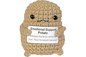 Krinisou Emotional Support Potato with Positive Card, Positive Crochet Vegetables Veggies, Positivity Motivational Potato, Unique Small Birthday Gift for Women Her Friends 1Pc