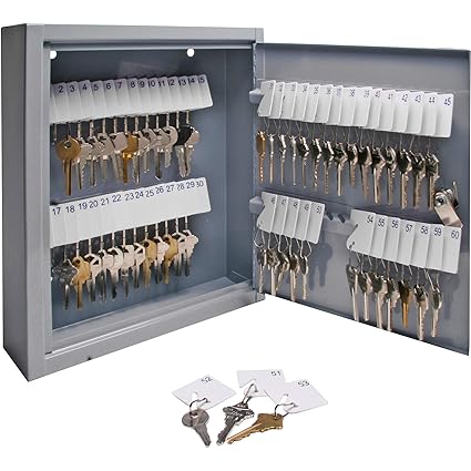 S.P. Richards Company Secure Key Cabinet, 10 x 3 x 12 Inches, 60 Keys, Gray (SPR15602)