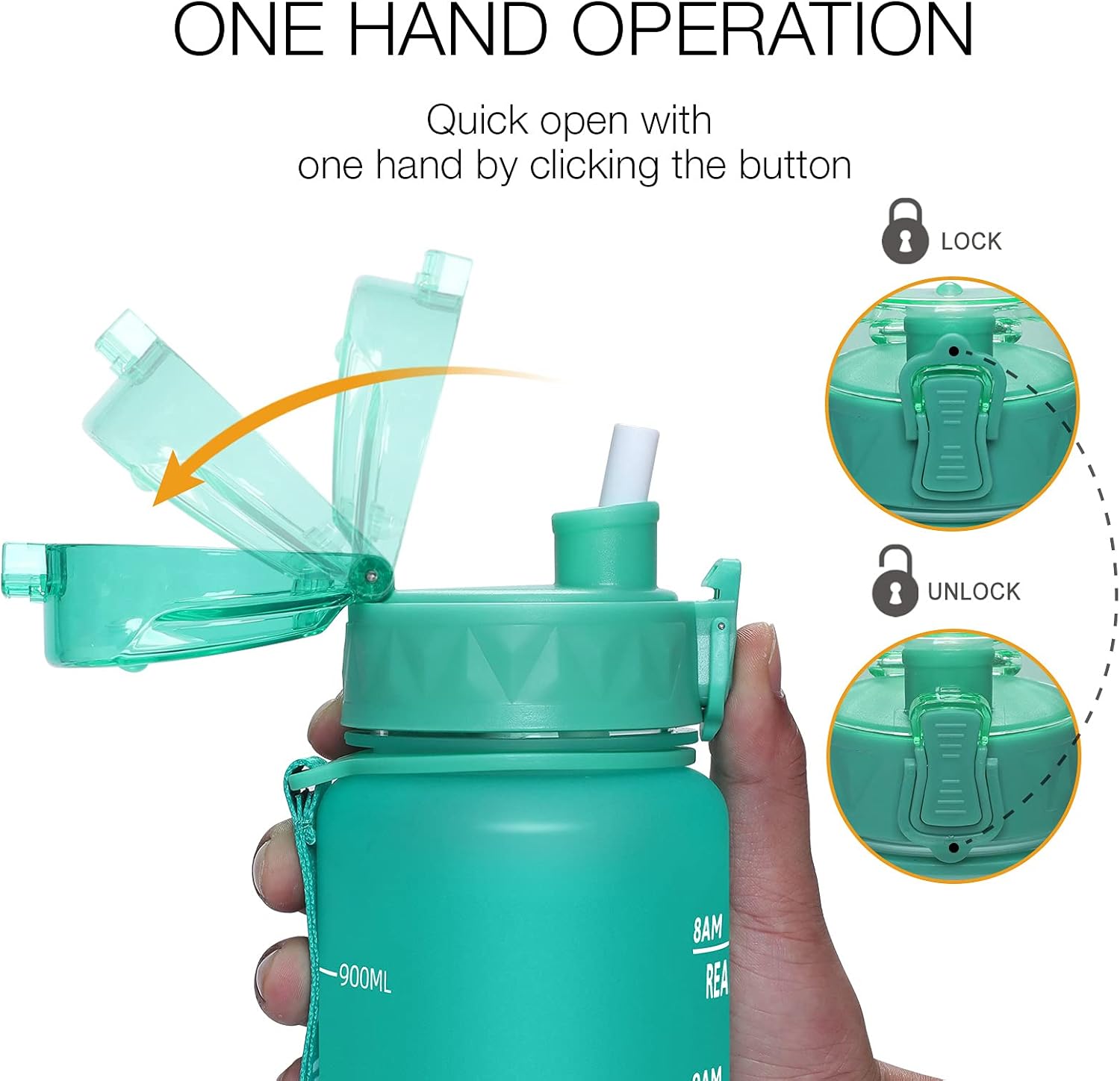 KEEPTO 32oz Water Bottle with Straw - Motivational Water Mugs with Time Marker & Removable Strainer, Fast Flow BPA Free for Fitness, Gym, School and Office(Included Straw Brush) : Sports & Outdoors