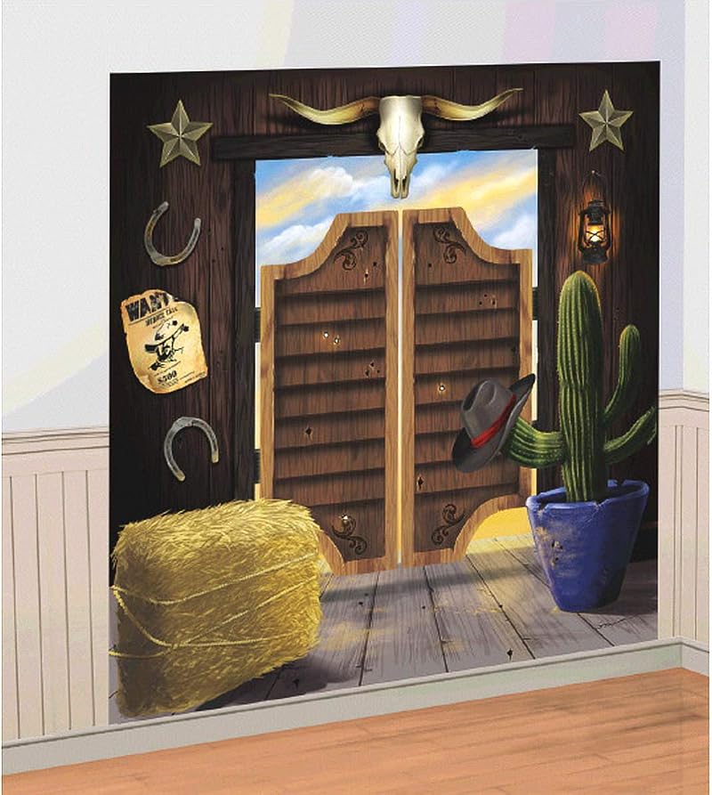 amscan Western Scene Setter Wall Decorating Kit Saloon Party Backdrop 1.65m x