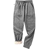 SECOOD Men's Fleece Winter Pants Sherpa Lined Active Warm Sweatpants Drawstring Elastic with Pockets