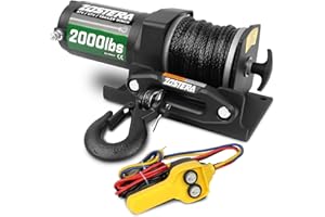 Zostera 2000lbs ATV Winch with Synthetic Rope Electric Winch 12V Waterproof with Mounting Plate ATV UTV Towing Winch