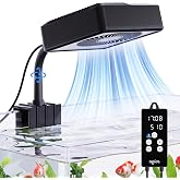SEAOURA Aquarium Chiller Fan, Cooling for Fish Tank with 10 Speeds &amp; Timer | Custom Start‑Stop Timer, 720&deg; Rotate LED Display, Aquarium Cooler Fan for Axolotl Shrimp Reptile Fresh/Seawater Tank, 10 GAL