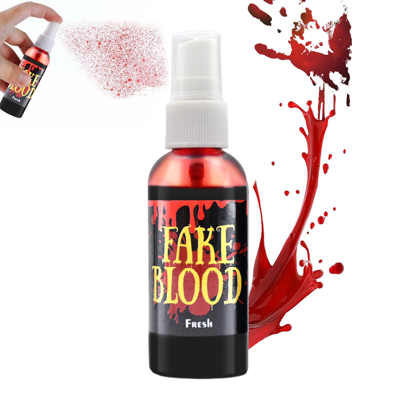 Photo 1 of 1 Pack 2.0 fl oz Fake Blood Splatter, Washable Makeup Blood Spray, Halloween Liquid Blood for Clothes, Zombie, Vampire and Monster SFX Makeup and Dress Up