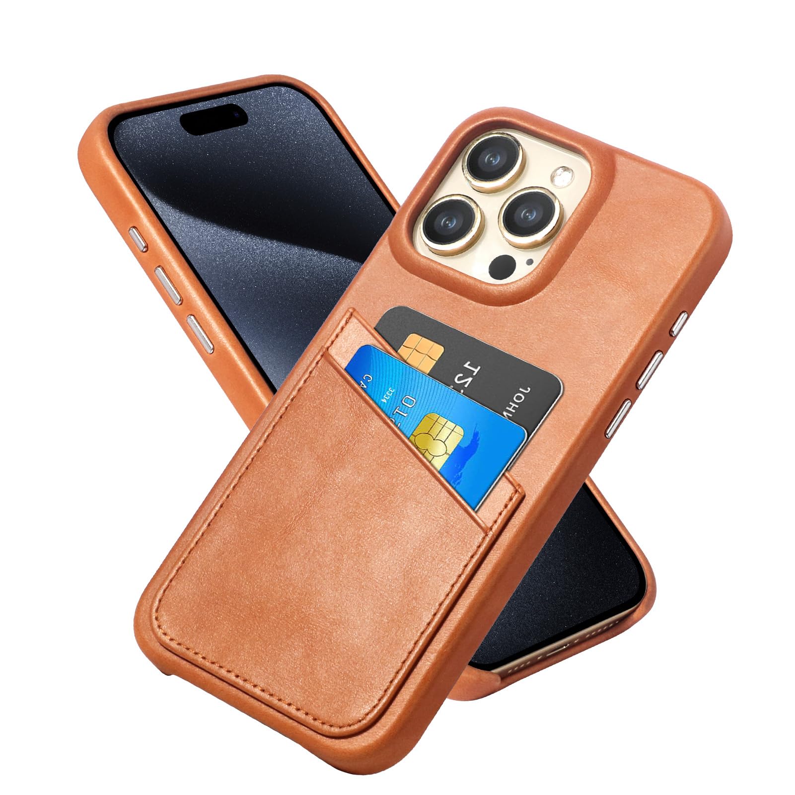 Photo 1 of LUCKYCOIN Premium Retro Leather Phone Case with Credit Card Holder,Wallet Case Compatible with iPhone 14 Pro Max 6.7in,Durable Shockproof Protective Cover Case for iPhone 14 Pro Max Brown